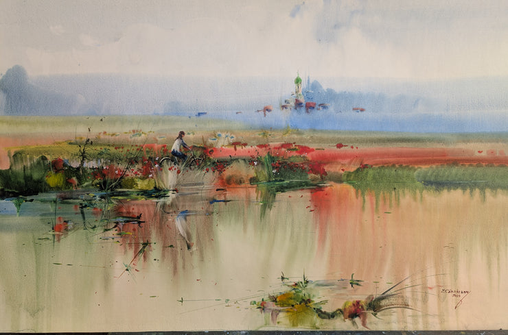 Ion Carchelan-Among The Poppies On A Bicycle