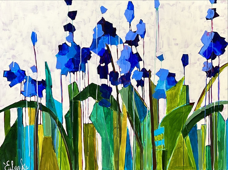 Blue flowers in the field