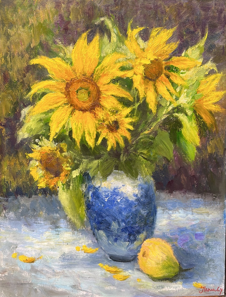 Julia Lesnichy-Still Life With Sunflowers