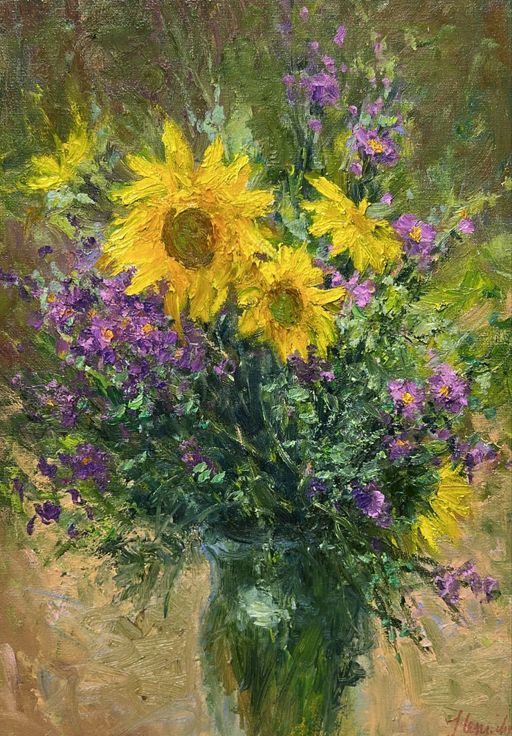 Julia Lesnichy-Sunflowers and Mums
