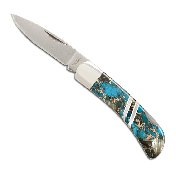 Turquoise/Abalone/Bronze - Gemstone Exotics - 3" Lockback Knife