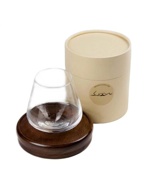 Swoon 12oz Revolving Non-Spill Wine Glass with Wood Coaster