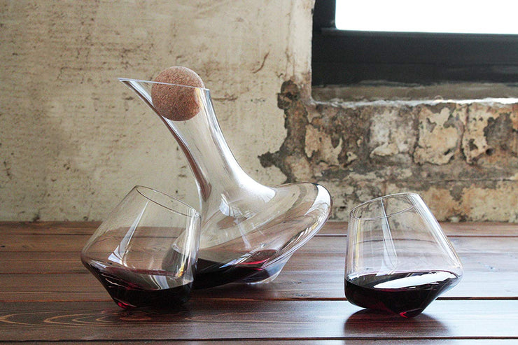 Decanter with Revolving Glasses Set